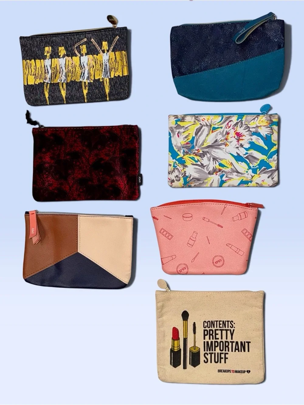 19 piece IPSY Makeup Bag & Cosmetic Pouch Lot Bundle